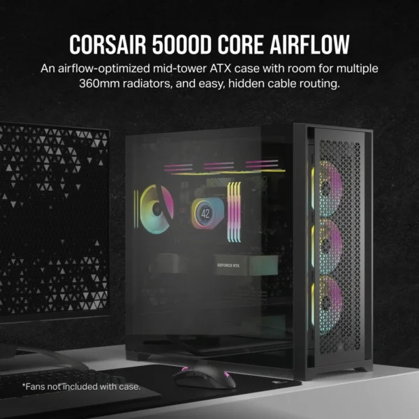 Corsair 5000D CORE Tempered Glass Black CC-9011261-WW - Image 2