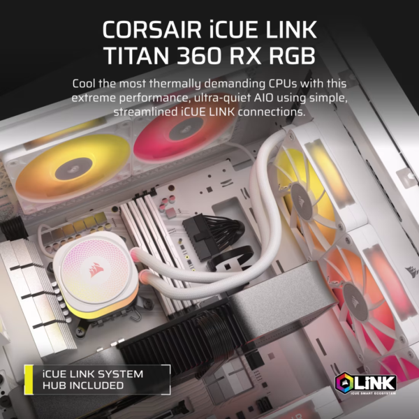 Corsair iCUE Link Titan 360 RX RGB AIO Liquid CPU Cooler White CW-9061021 - Image 3