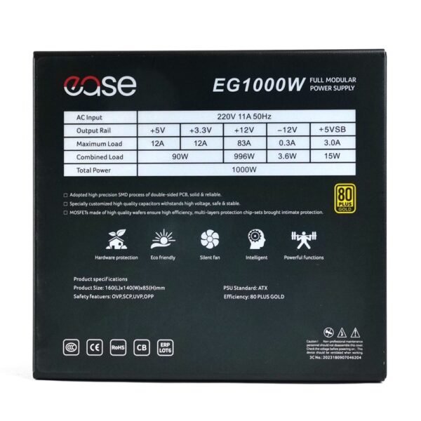 EASE 1000W 80+ Gold Full Modular Power Supply - Image 2