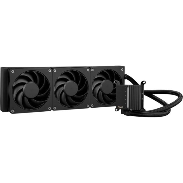 Asus ProArt LC 360 All-in-One AIO CPU Liquid Cooler AMD AM4 AM5 & Intel LGA 1700, 1200, 115X Support, with Illuminated System Status Meter and Three Matte Black Alphacool Apex Stealth Metal Power Fans