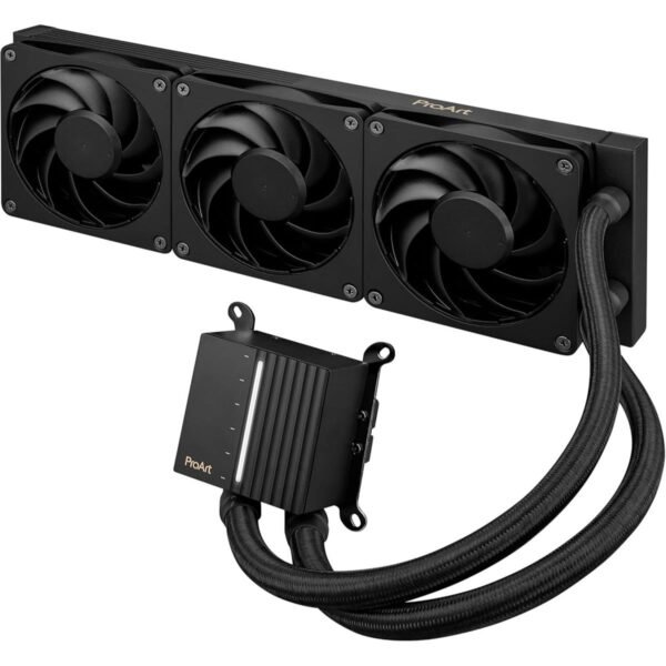 Asus ProArt LC 360 All-in-One AIO CPU Liquid Cooler AMD AM4 AM5 & Intel LGA 1700, 1200, 115X Support, with Illuminated System Status Meter and Three Matte Black Alphacool Apex Stealth Metal Power Fans - Image 2