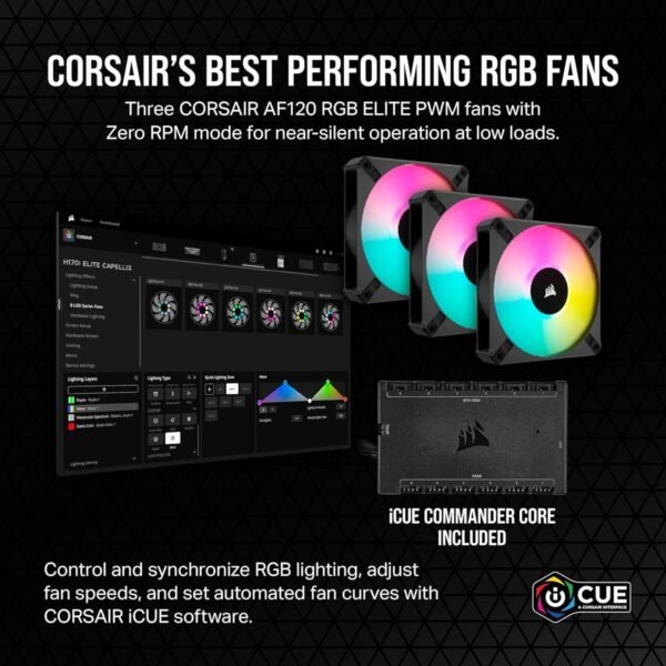 Corsair iCUE H150i Elite Capellix XT ARGB AIO 360mm Liquid CPU Cooler - Black - Image 2