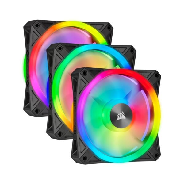 Corsair iCUE QL120 RGB 120mm PWM Triple Pack Fan Kit with Lighting Node CORE - Image 2