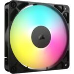 Corsair RS120 ARGB 120mm PWM Fan, Daisy-Chain Connection, Low-Noise, Magnetic Dome Bearing – Single Pack (Black)